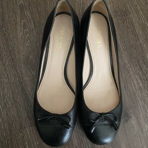 Prada Black Leather Ballet Heel Flats